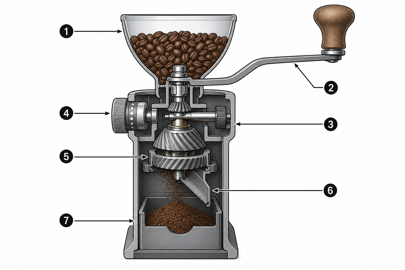 Mechanism cross-section that clarifies functional components.