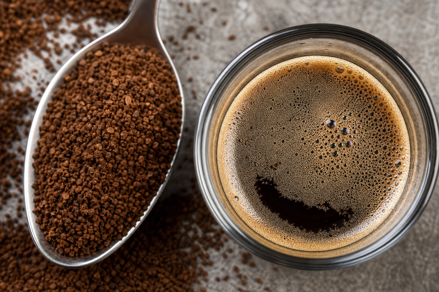Texture de mouture et résultat en tasse (moka)