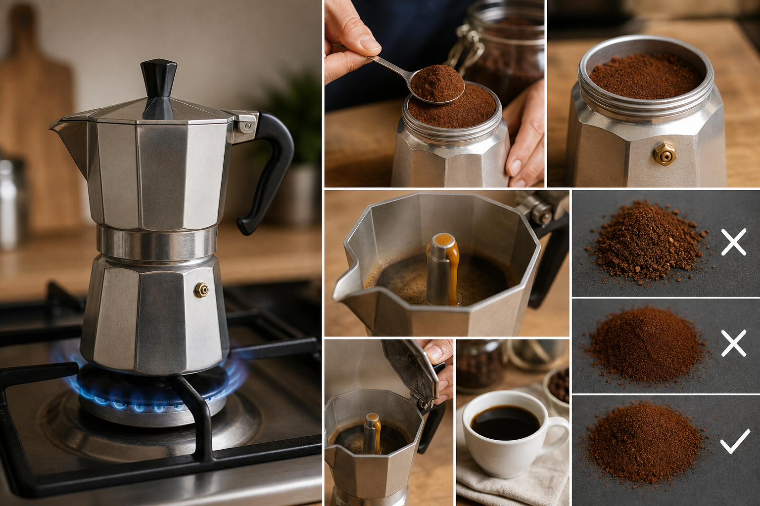 Cafetière italienne : feu, mouture et bon timing